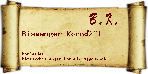 Biswanger Kornél névjegykártya